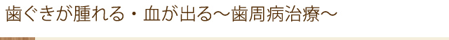 歯ぐきが腫れる・血が出る～歯周病治療～